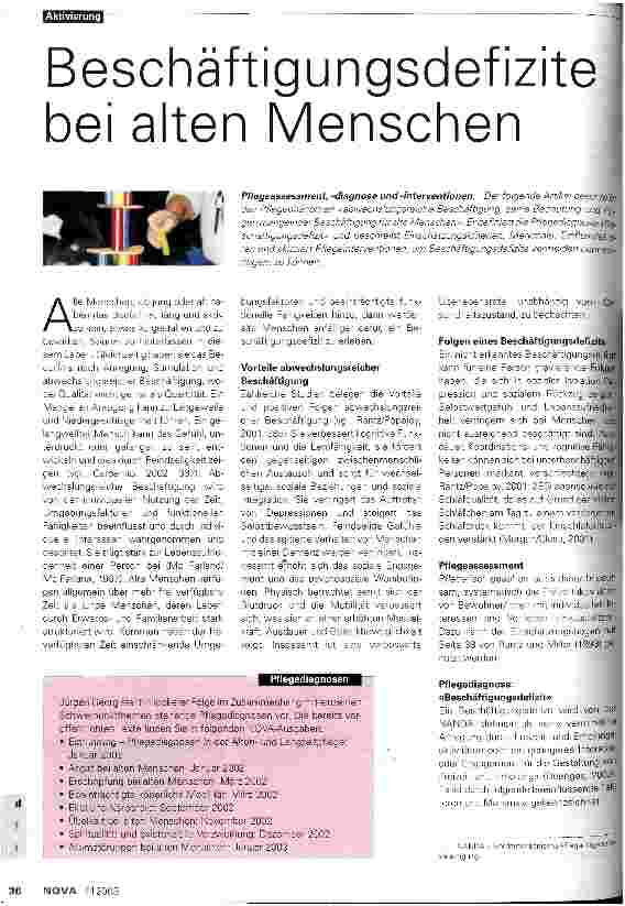 Vorschauseite 1: Beschäftigungsdefizite bei alten Menschen