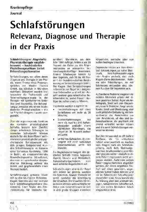 Vorschauseite 1: Schlafstörungen Relevanz, Diagnose und Therapie in der Praxis