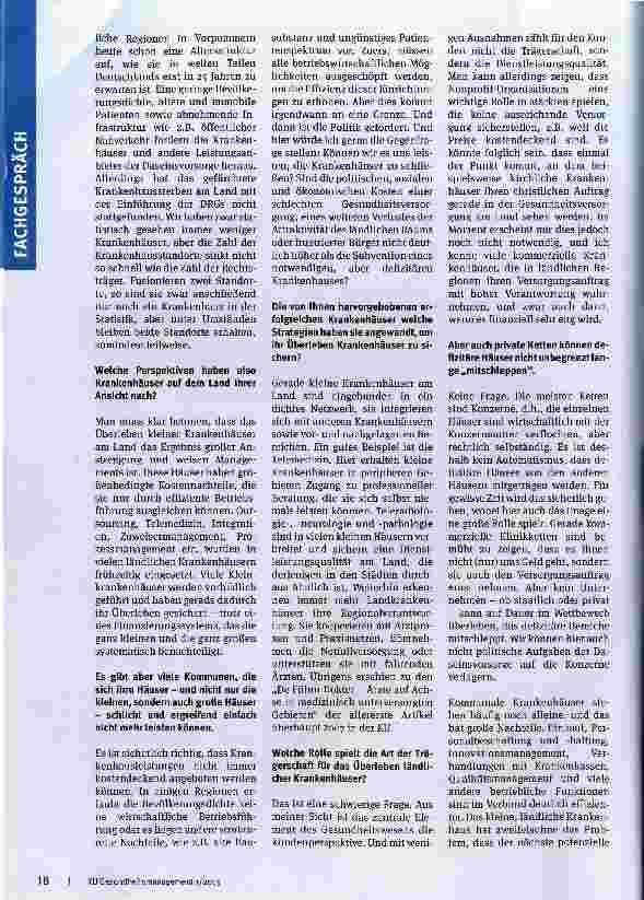 Vorschauseite 2: Perspektiven ländlicher Krankenhäuser