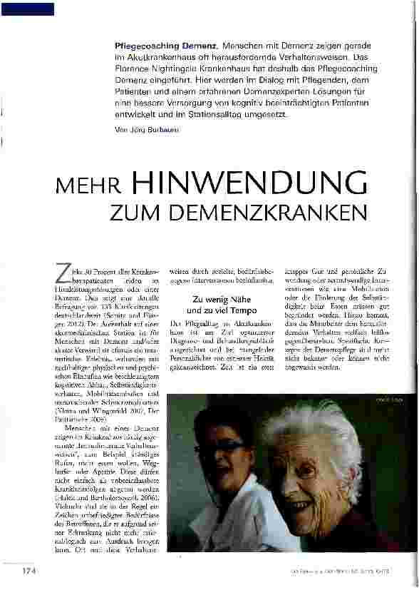 Vorschauseite 1: MEHR HINWENDUNG ZUM DEMENZKRANKEN