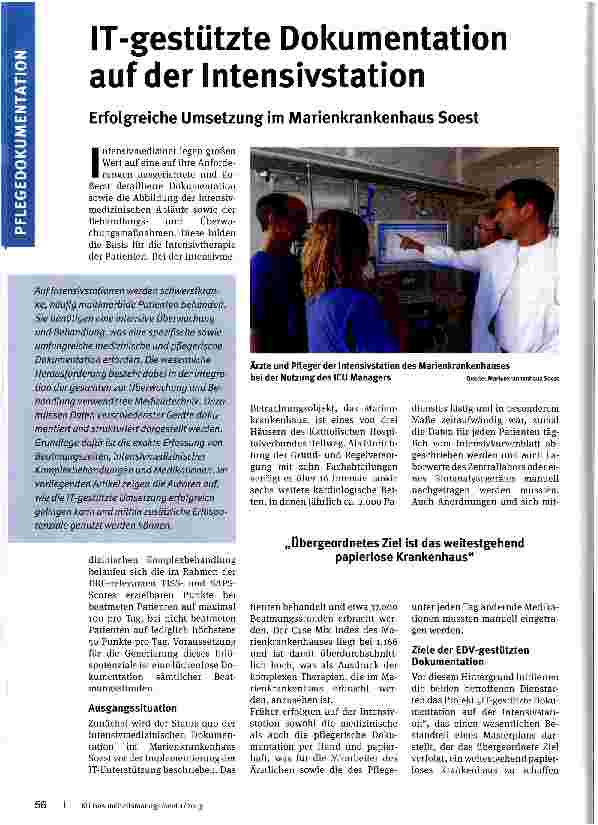 Vorschauseite 1: IT-gestützte Dokumentation auf der Intensivstation