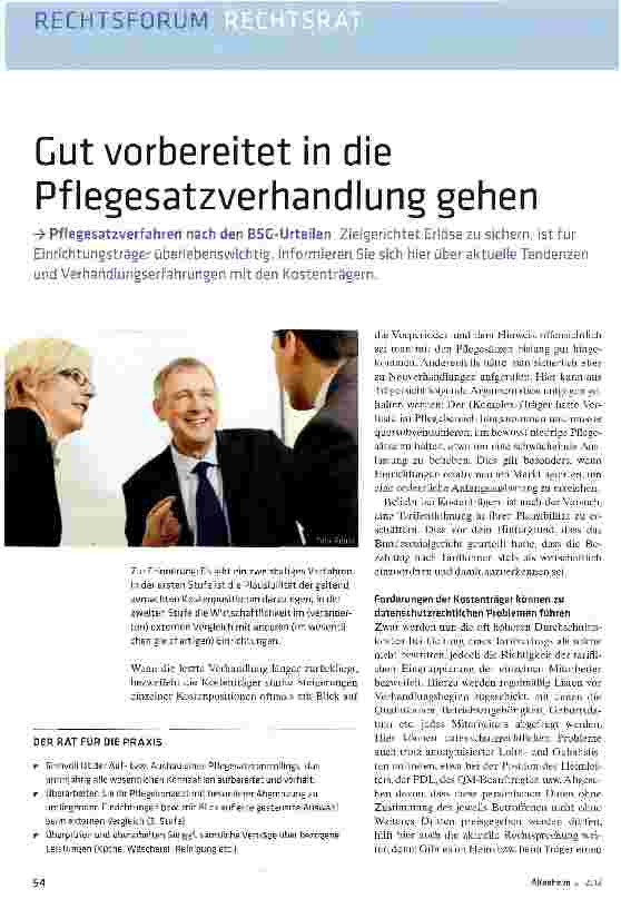 Vorschauseite 1: Cut vorbereitet in die Pflegesatzverhandlung gehen