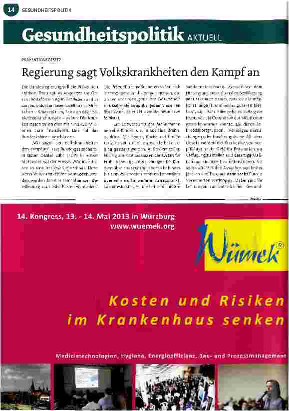 Vorschauseite 1: Regierung sagt Volkskrankheiten den Kampf an
