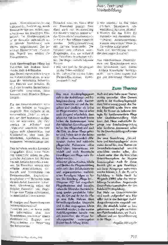 Vorschauseite 2: Pflegeausbildung: Neue Möglichkeiten nutzen! 1. Teil: Information, Schulung und Beratung von Patienten/Angehörigen (Edukation)