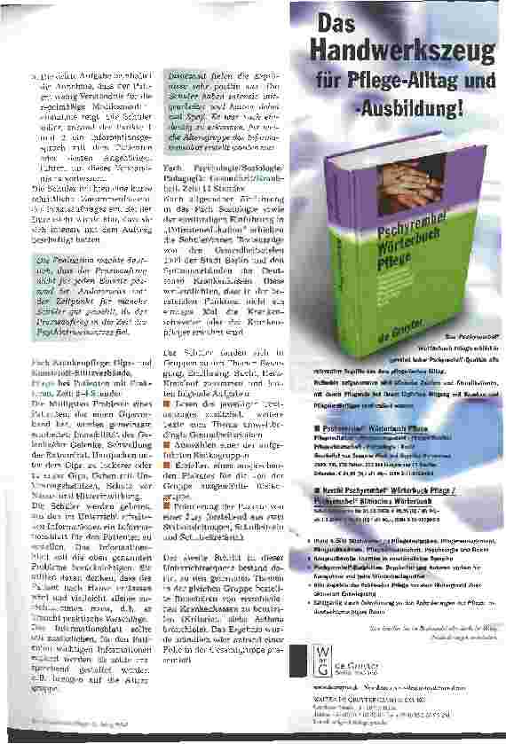 Vorschauseite 4: Pflegeausbildung: Neue Möglichkeiten nutzen! 1. Teil: Information, Schulung und Beratung von Patienten/Angehörigen (Edukation)