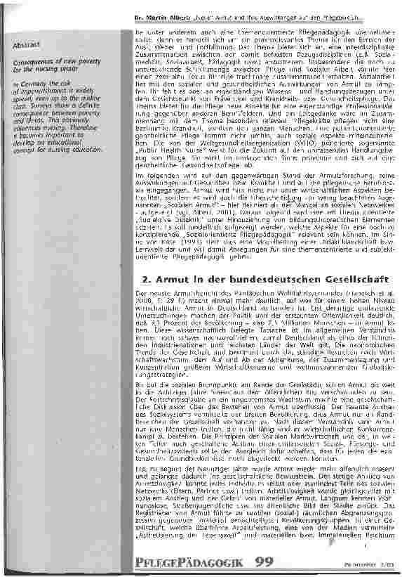 Vorschauseite 2: Neue Armut und ihre Auswirkungen auf den Pflegebereich Praxisbezogene und didaktische Überlegungen für eine Sozialorientierte Pflegepädagogik