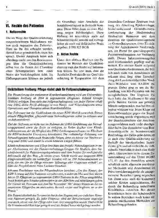Vorschauseite 4: Qualitätssicherung als Patientenrecht? Rechtsbegriff Qualitätsmanagement: Ab wann wird die gesetzliche Forderung des § 135 a SGB V erfüllt?