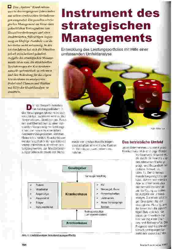 Vorschauseite 1: Instrument des strategischen Managements Entwicklung des Leistungsportfolios mit Hilfe einer umfassenden Umfeldanalyse