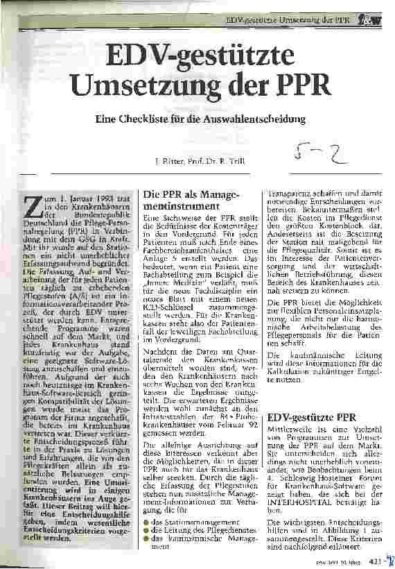 Vorschauseite 1: EDV-gestützte Umsetzung der PPR Eine Checkliste für die Auswahlentscheidung