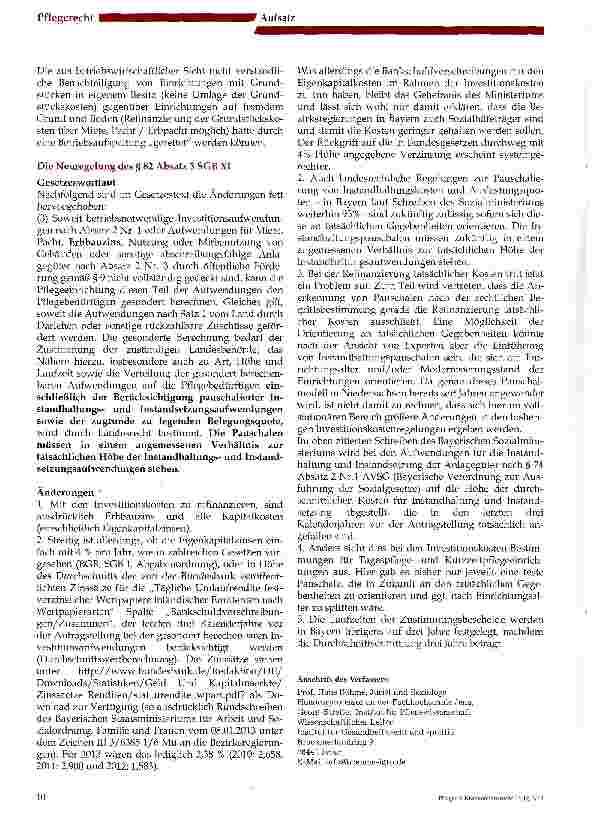 Vorschauseite 2: Neuregelung zu den Investitionskosten in § 82 Absatz 3 SGB XI