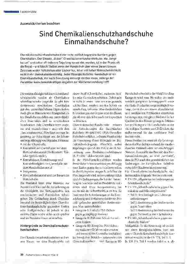 Vorschauseite 1: Sind Chemikalienschutzhandschuhe Einmalhandschuhe?