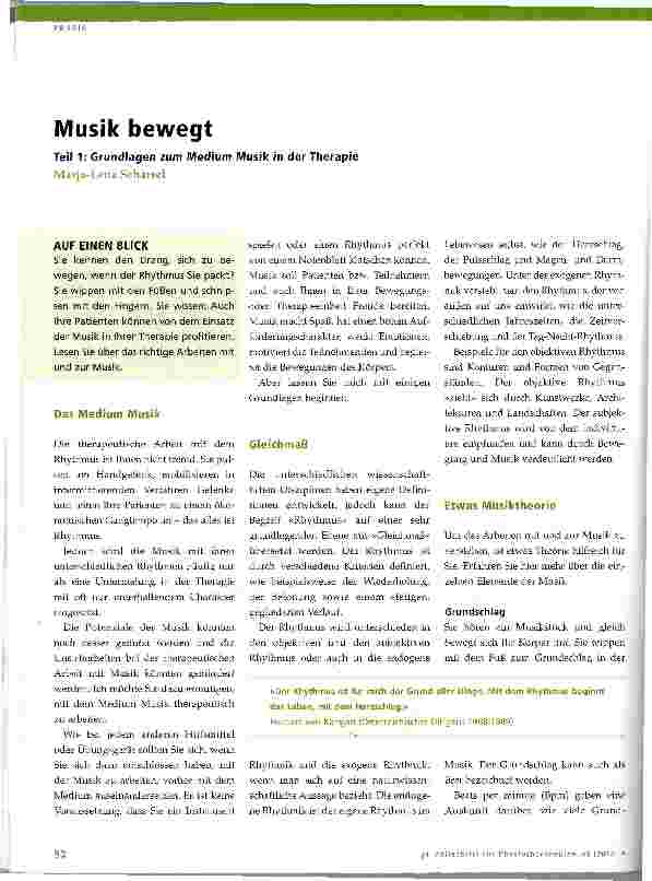 Vorschauseite 1: Musik bewegt Teil 1: Grundlagen zum Medium Musik in der Therapie
