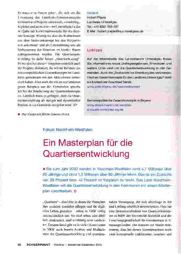 Vorschauseite 1: Ein Masterplan für die Quartiersentwicklung