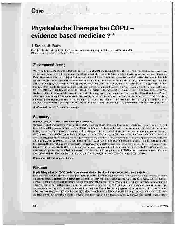 Vorschauseite 1: Physikalische Therapie bei COPD - evidence based medicine?