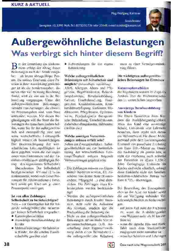 Vorschauseite 1: Außergewöhnliche Belastungen Was verbirgt sich hinter diesem Begriff?