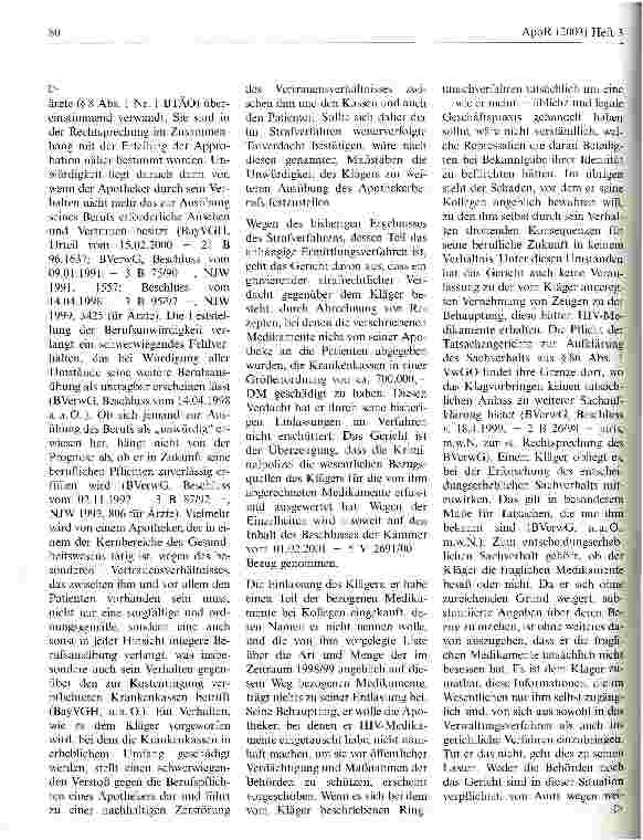 Vorschauseite 4: Betrug zieht Entzug der Apothekenbetriebserlaubnis nach sich Verwaltungsgericht Bremen, Urteil vom 20. Juni 2001
