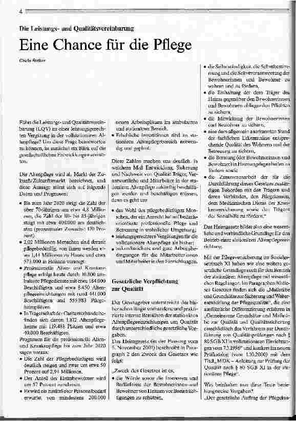 Vorschauseite 1: Eine Chance für die Pflege