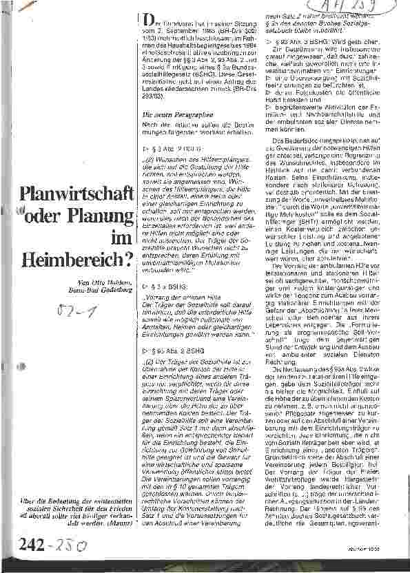 Vorschauseite 1: Planwirtschaft oder Planung im Heimbereich?