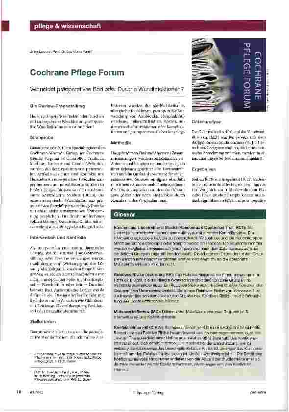 Vorschauseite 1: Cochrane Pflege Forum