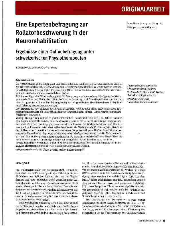 Vorschauseite 1: Eine Expertenbefragung zur Rollatorbeschwerung in der Neurorehabilitation