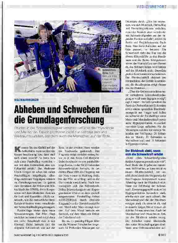 Vorschauseite 1: Abheben und Schweben für die Grundlagenforschung