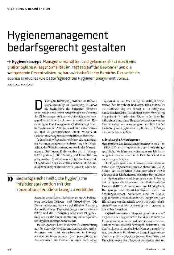 Vorschauseite 1: Hygienemanagement bedarfsgerecht gestalten