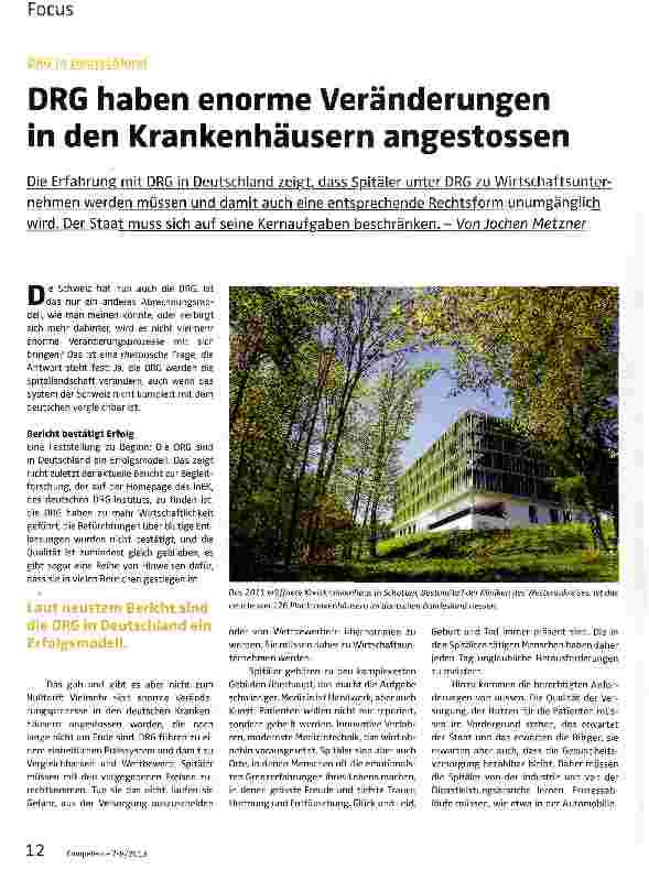 Vorschauseite 1: DRG haben enorme Veränderungen in den Krankenhäusern angestossen