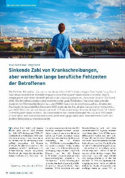 Vorschauseite 1: Post-Covid und Long-Covid: Sinkende Zahl von Krankschreibungen, aber weiterhin lange berufliche Fehlzeiten der Betroffenen