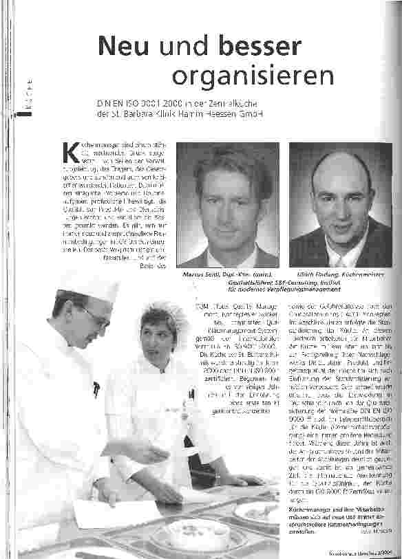 Vorschauseite 1: Neu und besser organisieren DIN EN ISO 9001:2000 in der Zentralküche der St. Barbara Klinik Hamm Heessen GmbH