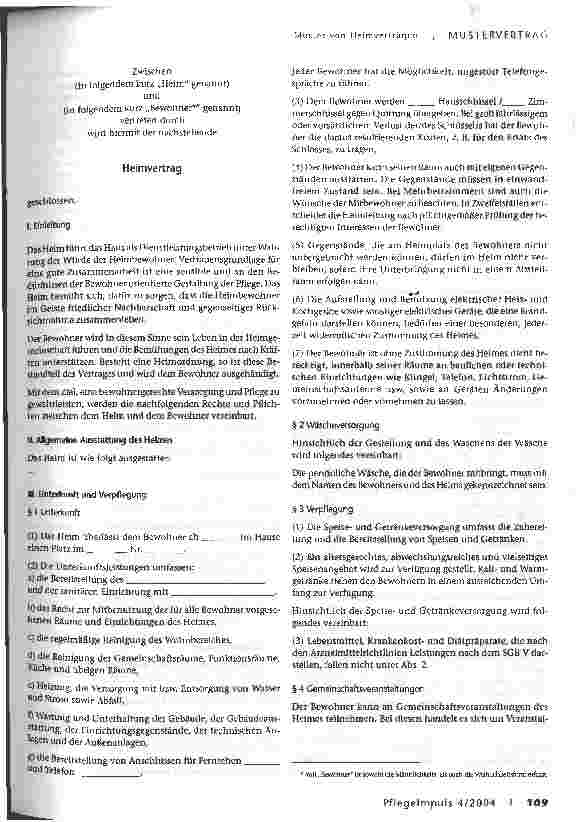 Vorschauseite 2: Muster von Heimverträgen