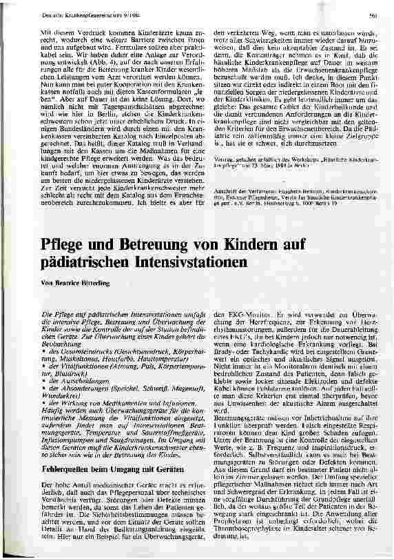 Vorschauseite 1: Pflege und Betreuung von Kindern auf pädiatrischen Intensivstationen