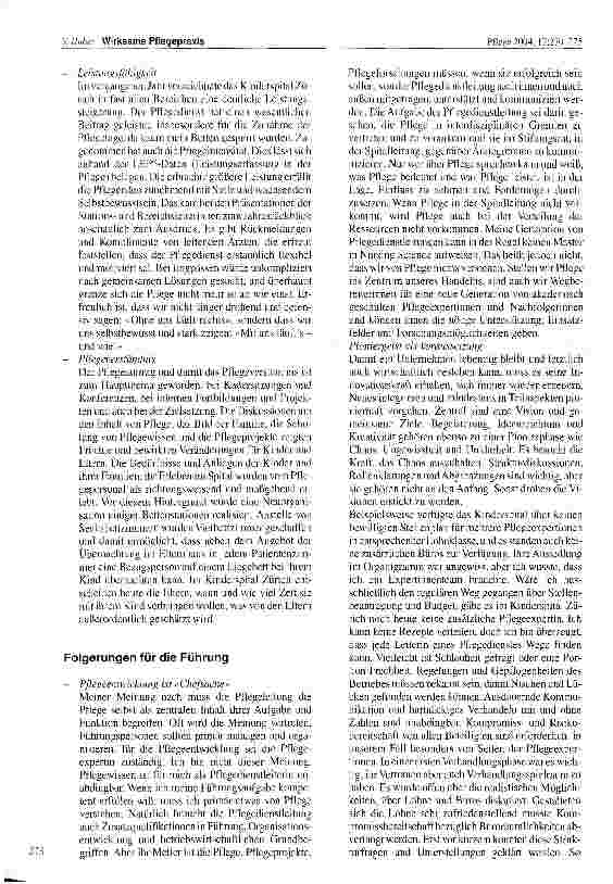 Vorschauseite 4: Wirksame Pflegepraxis -eine Herausforderung für die Führung: Ein Erfahrungsbericht der Pflegedienstleitung des Kinderspitals Zürich