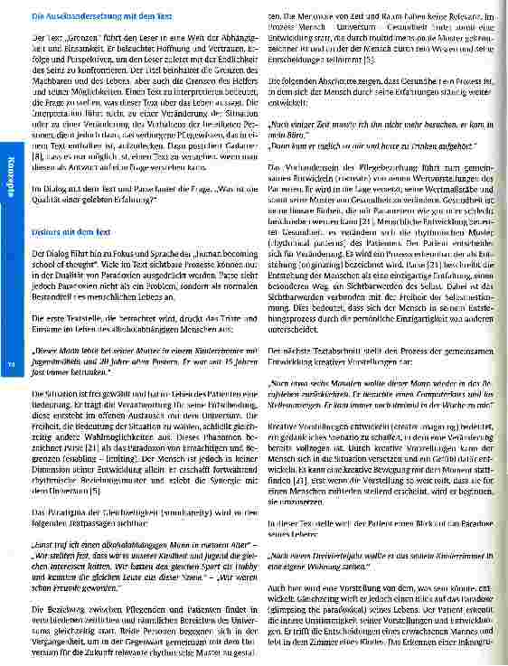 Vorschauseite 5: Ein Blick über die Grenzen hinaus Eine Praxisreflexion unter Verwendung der human becoming hermeneutic method nach Rosemarie Rizzo Parse