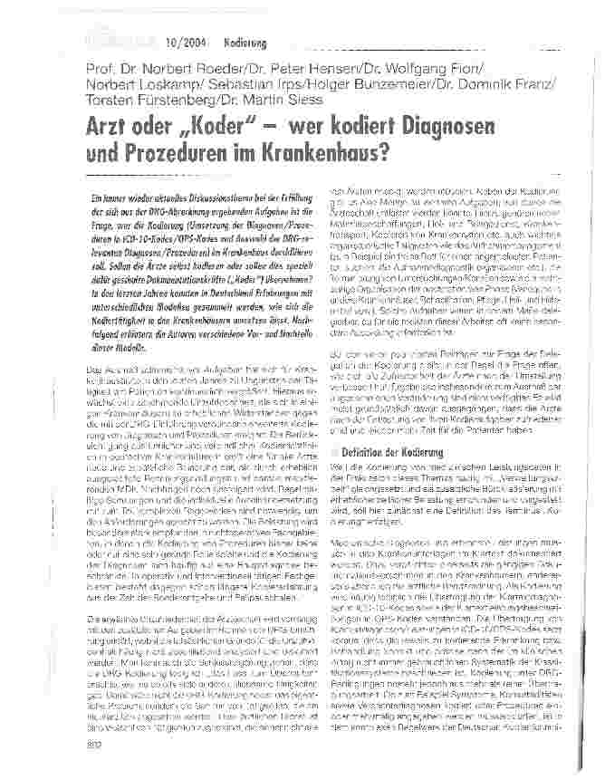 Vorschauseite 1: Arzt oder Koder - wer kodiert Diagnosen und Prozeduren im Krankenhaus?