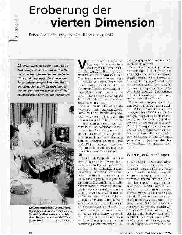 Vorschauseite 1: Eroberung der vierten DimensionPerspektiven der medizinischen Ultraschalldiagnostik
