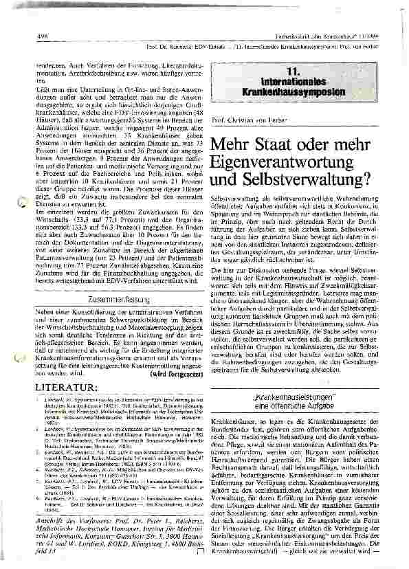 Vorschauseite 1: Mehr Staat oder mehr Eigenverantwortung und Selbstverwaltung