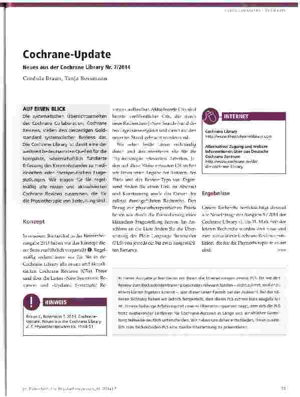 Vorschauseite 1: Cochrane-Update