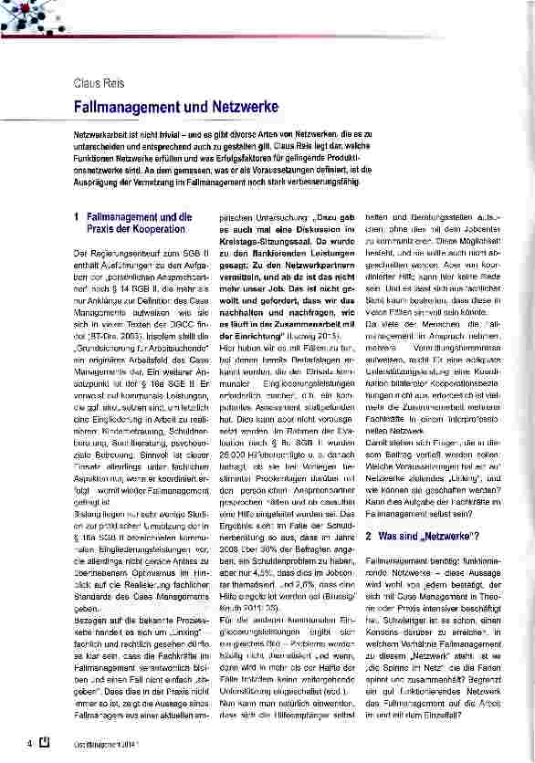 Vorschauseite 1: Fallmanagement und Netzwerke
