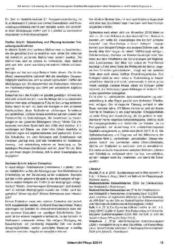 Vorschauseite 4: Umsetzung des Unterrichtsbezogenen Qualitäts-Managements in einer Gesundheitsund Krankenpflegeschule