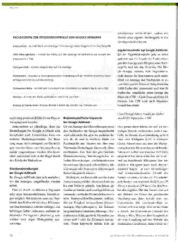Vorschauseite 2: Neue Kunden für Physiotherapiepraxen