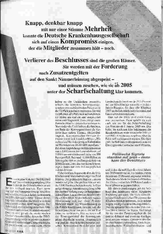 Vorschauseite 2: Notverband: Zoff um DRG Wie die DKG eine Zerreissprobe umging