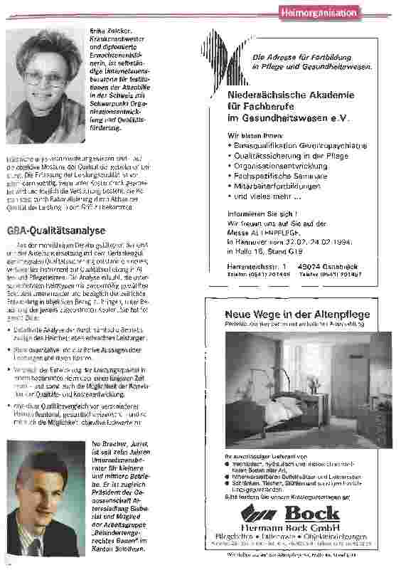 Vorschauseite 2: Qualitätsanalyse im Heim Ein Instrument zur Bewertung von Leistungen und Kosten in der stationären Pflege (Schweiz)