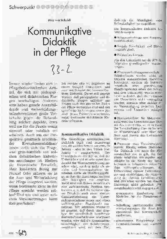 Vorschauseite 1: Kommunikative Didaktik (KD) in der Pflege