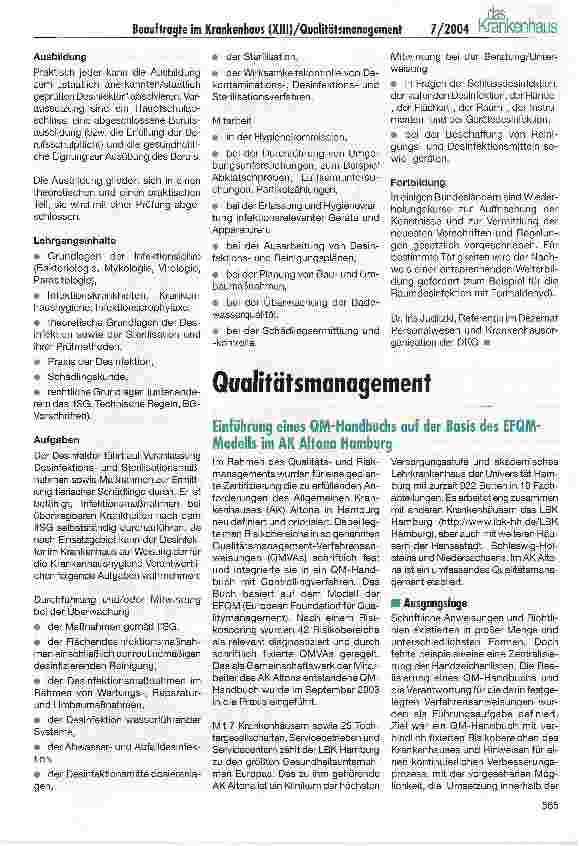 Vorschauseite 5: Beauftragte im Krankenhaus (XIII)