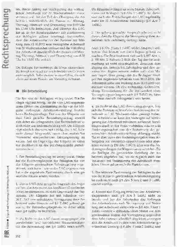 Vorschauseite 2: Anspruch auf Verringerung und Verteilung der Arbeitszeit