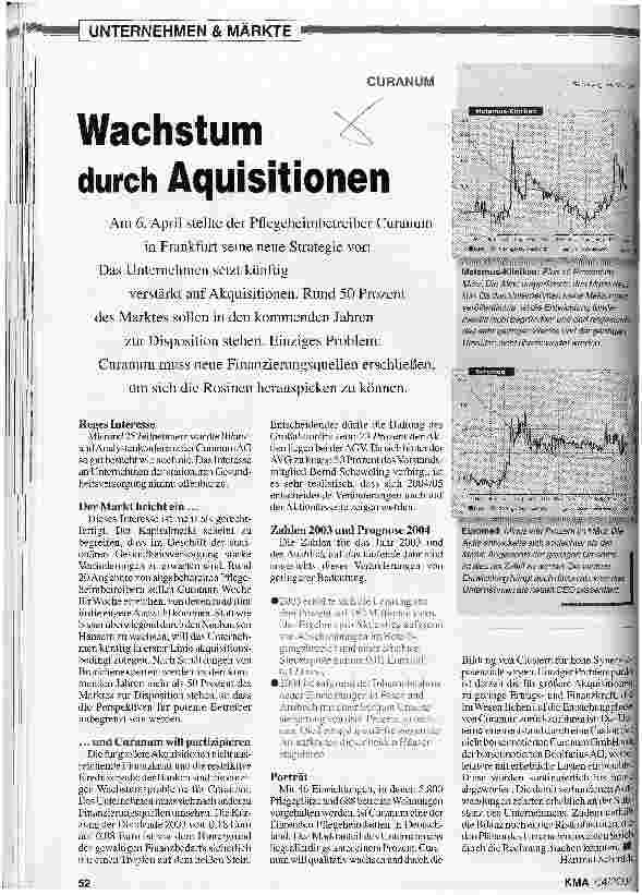 Vorschauseite 1: Curanum: Wachstum durch Aquisitionen