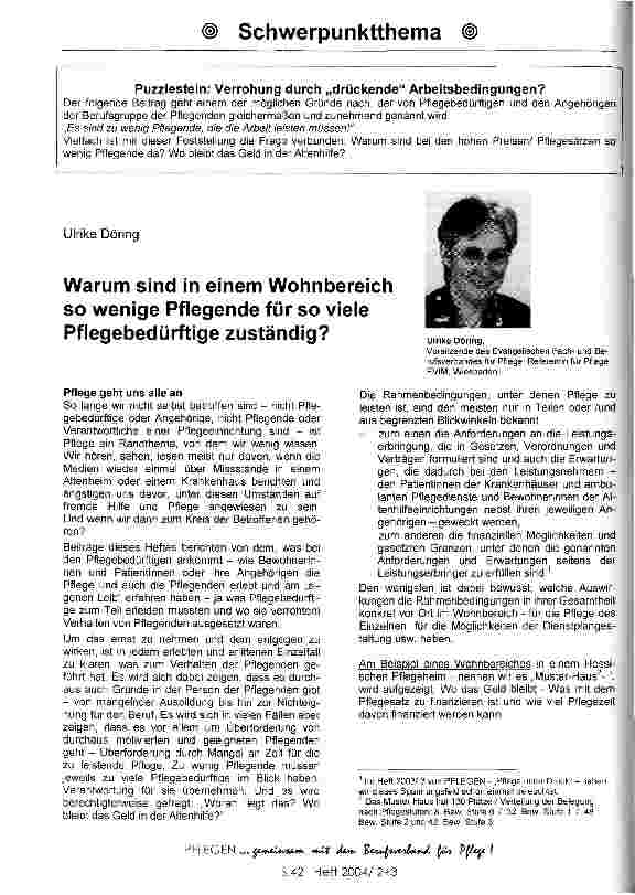 Vorschauseite 1: Schwerpunktthema: Verrohung in der Pflege