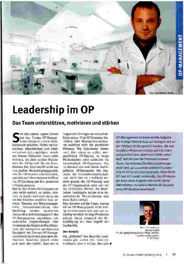 Vorschauseite 1: Leadership im OPDas Team unterstützen, motivieren und stärken