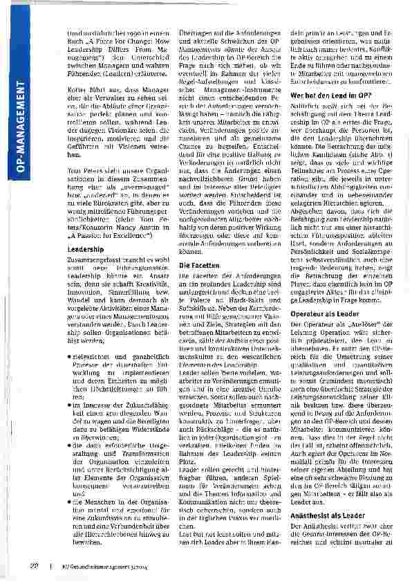 Vorschauseite 2: Leadership im OPDas Team unterstützen, motivieren und stärken