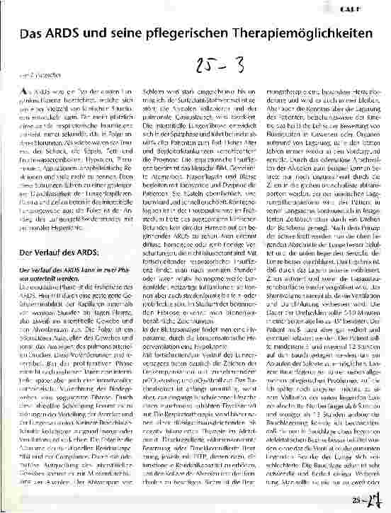 Vorschauseite 1: Das ARDS und seine pflegerischen Therapiemöglichkeiten